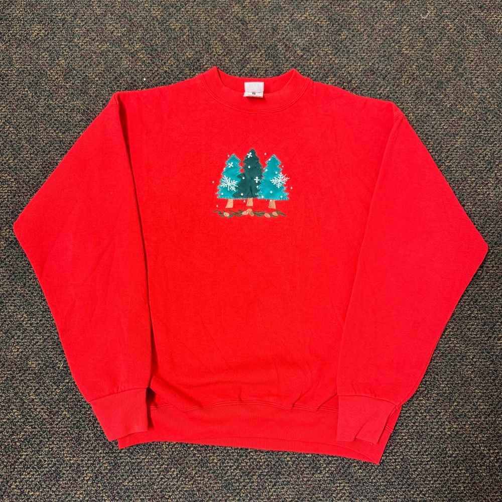 Vintage 90s Red Christmas Tree Sweatshirt